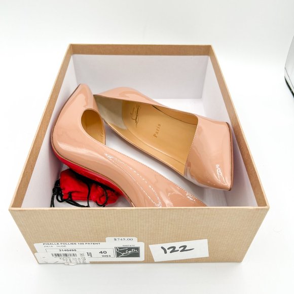 Christian Louboutin Pigalle Follies 100 Patent Leather Red Bottom Pumps - Picture 7 of 13